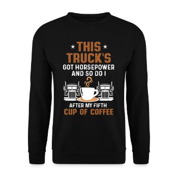 Lkw-Fahrer Trucker Driving - Unisex Pullover - Schwarz - Vorne - Alina (178cm) & Michal (187cm)