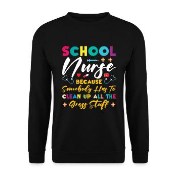 Schulkrankenschwester Medizinische Krankenpflege - Unisex Pullover - Schwarz - Vorne - Alina (178cm) & Michal (187cm)