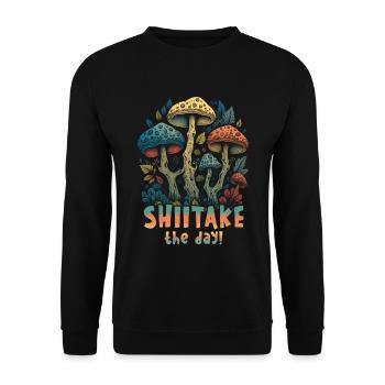 Shiitake Pilz Wald Pilz Shiitake Moral Vegan Umami - Unisex Pullover - Schwarz - Vorne - Alina (178cm) & Michal (187cm)
