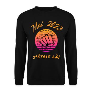 Mai 2023 j'étais là, manifestation retraite, manif - Sweat-shirt Unisexe - noir - Devant - Alina (178cm) & Michal (187cm)