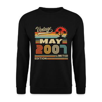 Mai 2007 Vintage Nées En Mai 2007 Anniversaire - Sweat-shirt Unisexe - noir - Devant - Alina (178cm) & Michal (187cm)