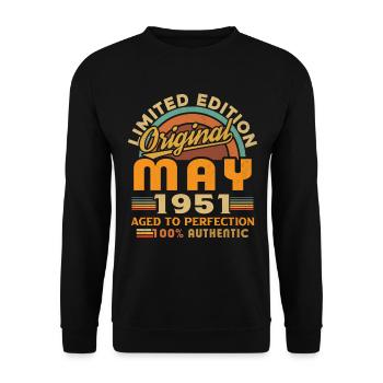Mai 1951 Jahrgang geboren im Mai 1951 Jubiläum - Unisex Pullover - Schwarz - Vorne - Alina (178cm) & Michal (187cm)