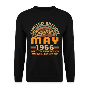 May 1956 Vintage Born in May 1956 Anniversary - Unisex Sweatshirt - black - Front - Alina (178cm) & Michal (187cm)