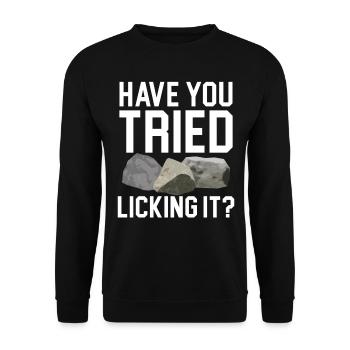 Avez-vous essayé de le lécher? Géologie de Stein - Sweat-shirt Unisexe - noir - Devant - Alina (178cm) & Michal (187cm)