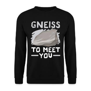 Gneiss to get to know Geology Stone collecting - Unisex Sweatshirt - black - Front - Alina (178cm) & Michal (187cm)