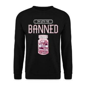 I'm with the banned bookworm - Unisex Sweatshirt - black - Front - Alina (178cm) & Michal (187cm)