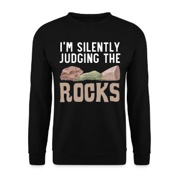 Je juge les rochers en silence Rassembler des rochers - Sweat-shirt Unisexe - noir - Devant - Alina (178cm) & Michal (187cm)