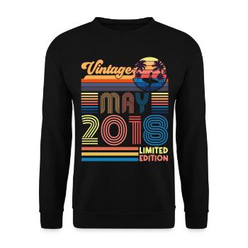Born May 2018 Birthday Gift May 2018, MAY, May - Unisex Sweatshirt - black - Front - Alina (178cm) & Michal (187cm)