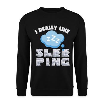 Sleep, sleep, funny saying with pillows - Unisex Sweatshirt - black - Front - Alina (178cm) & Michal (187cm)