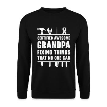 Opa repariert Vintage Ruhestand lustige Zitate - Unisex Pullover - Schwarz - Vorne - Alina (178cm) & Michal (187cm)