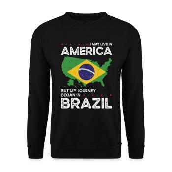 Né: Brésil, Brésil, Américain, États-Unis - Sweat-shirt Unisexe - noir - Devant - Alina (178cm) & Michal (187cm)