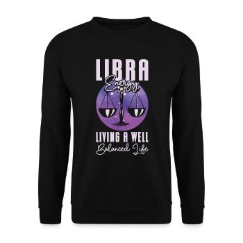 Waage Energie Astrologisches Tierkreiszeichen - Unisex Pullover - Schwarz - Vorne - Alina (178cm) & Michal (187cm)