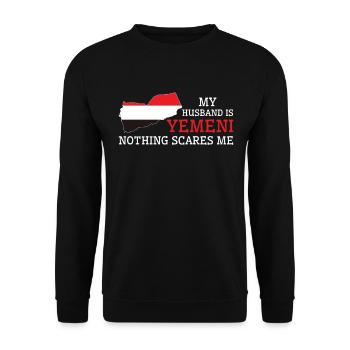 Nichts macht mir Angst Jemenitischer Ehemann Jemen - Unisex Pullover - Schwarz - Vorne - Alina (178cm) & Michal (187cm)