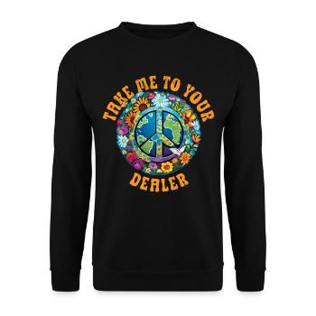 Hippie Peace Sign Peace Flowers Flower Child - Unisex Sweatshirt - black - Front - Alina (178cm) & Michal (187cm)