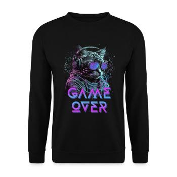 Vaporwave Cat Gameover Spacecat Scifi - Sweat-shirt Unisexe - noir - Devant - Alina (178cm) & Michal (187cm)