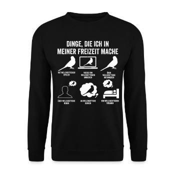 Vogel Sittch Wellensittich - Unisex Pullover - Schwarz - Vorne - Alina (178cm) & Michal (187cm)