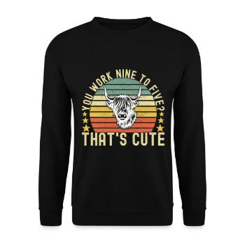 Vache des Highlands Hochlandkuh - Sweat-shirt Unisexe - noir - Devant - Alina (178cm) & Michal (187cm)