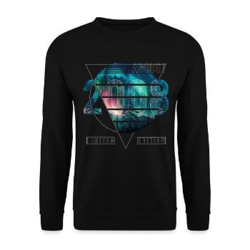 Limited Edition 2008 August Geburtstag Polarlicht - Unisex Pullover - Schwarz - Vorne - Alina (178cm) & Michal (187cm)