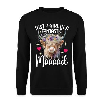 Vache des Highlands Hochlandkuh - Sweat-shirt Unisexe - noir - Devant - Alina (178cm) & Michal (187cm)