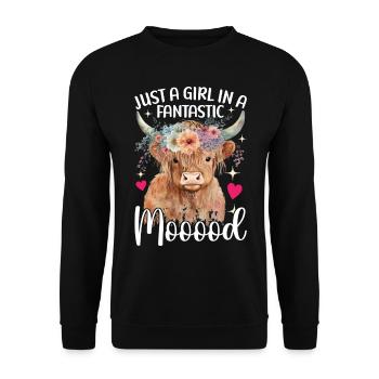 Vache des Highlands Hochlandkuh - Sweat-shirt Unisexe - noir - Devant - Alina (178cm) & Michal (187cm)