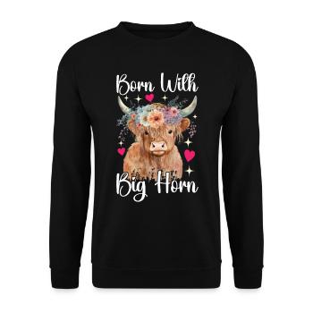 Vache des Highlands Hochlandkuh - Sweat-shirt Unisexe - noir - Devant - Alina (178cm) & Michal (187cm)