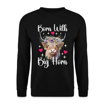 Vache des Highlands Hochlandkuh - Sweat-shirt Unisexe - noir - Devant - Alina (178cm) & Michal (187cm)