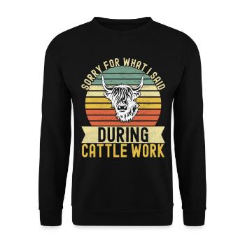 Vache des Highlands Hochlandkuh - Sweat-shirt Unisexe - noir - Devant - Alina (178cm) & Michal (187cm)