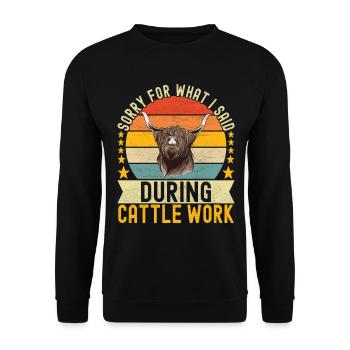 Vache des Highlands Hochlandkuh - Sweat-shirt Unisexe - noir - Devant - Alina (178cm) & Michal (187cm)