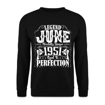 June 1951. Birthday June 1951 Gift June 1951 - Unisex Sweatshirt - black - Front - Alina (178cm) & Michal (187cm)