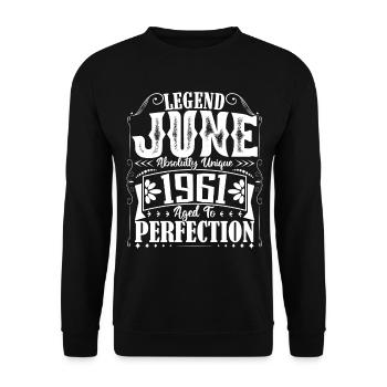 Juni 1961. Geburtstag Juni 1961 Geschenk Juni 1961 - Unisex Pullover - Schwarz - Vorne - Alina (178cm) & Michal (187cm)