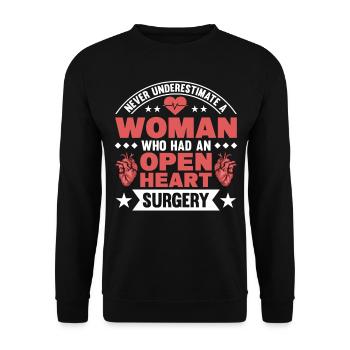 Transplantation cardiaque Chirurgie cardiaque Chirurgie cardiaque Chirurgie cardiaque Bypass - Sweat-shirt Unisexe - noir - Devant - Alina (178cm) & Michal (187cm)