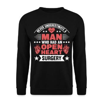 Transplantation cardiaque Chirurgie cardiaque Chirurgie cardiaque Chirurgie cardiaque Bypass - Sweat-shirt Unisexe - noir - Devant - Alina (178cm) & Michal (187cm)