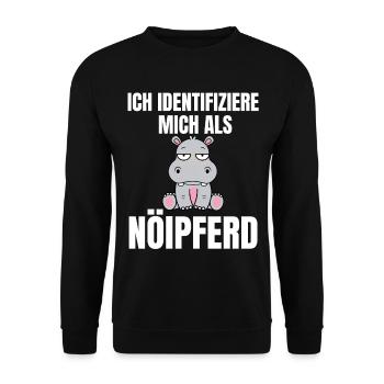 Gelangweiltes Nilpferd / Nölpferd / Keinen Bock - Unisex Pullover - Schwarz - Vorne - Alina (178cm) & Michal (187cm)