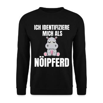 Gelangweiltes Nilpferd / Nölpferd / Keinen Bock - Unisex Pullover - Schwarz - Vorne - Alina (178cm) & Michal (187cm)