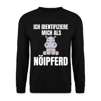Gelangweiltes Nilpferd / Nölpferd / Keinen Bock - Unisex Pullover - Schwarz - Vorne - Alina (178cm) & Michal (187cm)