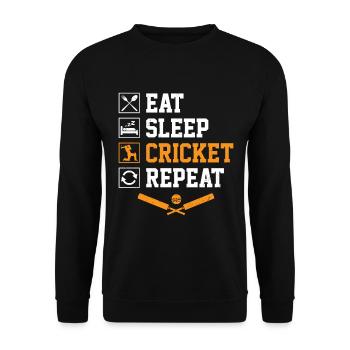 Eat Sleep Cricket Repeat Cricketer Cricket Player - Unisex Sweatshirt - black - Front - Alina (178cm) & Michal (187cm)