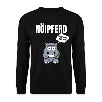 Gelangweiltes Nilpferd / Nölpferd / Keinen Bock - Unisex Pullover - Schwarz - Vorne - Alina (178cm) & Michal (187cm)