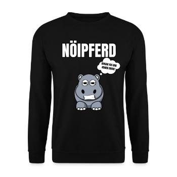 Gelangweiltes Nilpferd / Nölpferd / Keinen Bock - Unisex Pullover - Schwarz - Vorne - Alina (178cm) & Michal (187cm)