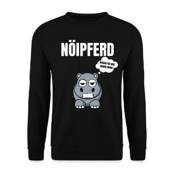 Gelangweiltes Nilpferd / Nölpferd / Keinen Bock - Unisex Pullover - Schwarz - Vorne - Alina (178cm) & Michal (187cm)
