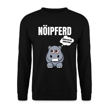 Gelangweiltes Nilpferd / Nölpferd / Keinen Bock - Unisex Pullover - Schwarz - Vorne - Alina (178cm) & Michal (187cm)