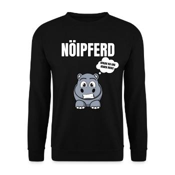 Gelangweiltes Nilpferd / Nölpferd / Keinen Bock - Unisex Pullover - Schwarz - Vorne - Alina (178cm) & Michal (187cm)