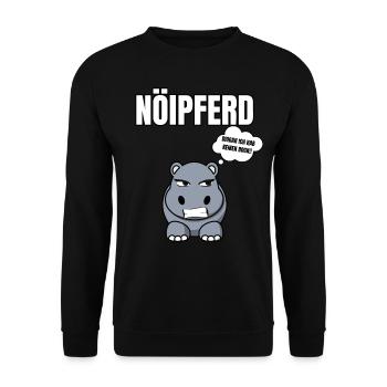 Gelangweiltes Nilpferd / Nölpferd / Keinen Bock - Unisex Pullover - Schwarz - Vorne - Alina (178cm) & Michal (187cm)