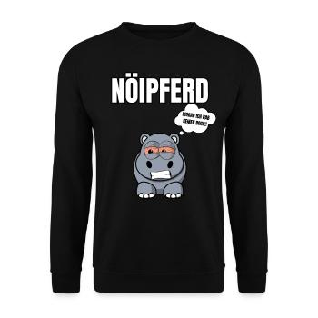 Gelangweiltes Nilpferd / Nölpferd / Keinen Bock - Unisex Pullover - Schwarz - Vorne - Alina (178cm) & Michal (187cm)