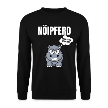 Gelangweiltes Nilpferd / Nölpferd / Keinen Bock - Unisex Pullover - Schwarz - Vorne - Alina (178cm) & Michal (187cm)