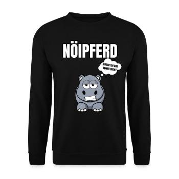 Gelangweiltes Nilpferd / Nölpferd / Keinen Bock - Unisex Pullover - Schwarz - Vorne - Alina (178cm) & Michal (187cm)