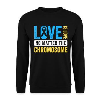 World Down Syndrome Day Extra Chromosome Love - Unisex Sweatshirt - black - Front - Alina (178cm) & Michal (187cm)