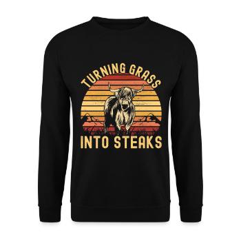 Vache des Highlands Hochlandkuh - Sweat-shirt Unisexe - noir - Devant - Alina (178cm) & Michal (187cm)