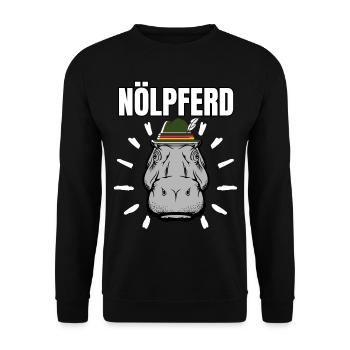 Gelangweiltes Nilpferd / Nölpferd / Keinen Bock - Unisex Pullover - Schwarz - Vorne - Alina (178cm) & Michal (187cm)