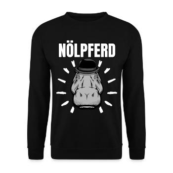 Gelangweiltes Nilpferd / Nölpferd / Keinen Bock - Unisex Pullover - Schwarz - Vorne - Alina (178cm) & Michal (187cm)