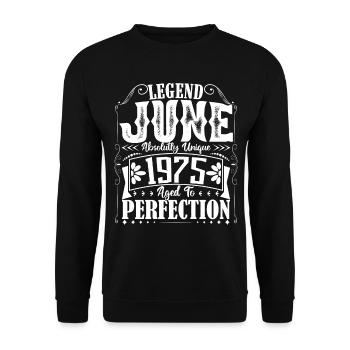 June 1975. Birthday June 1975 Gift June 1975 - Unisex Sweatshirt - black - Front - Alina (178cm) & Michal (187cm)
